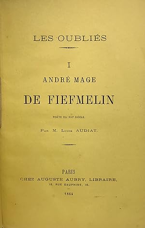 André Mage de Fiefmelin, poète du XVIe siècle.