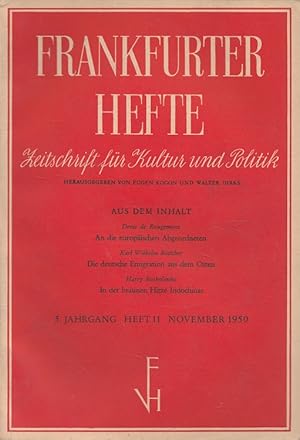 Seller image for Frankfurter Hefte 11/1950 (5. Jahrgang) Zeitschrift fr Kultur und Politik. for sale by Versandantiquariat Nussbaum