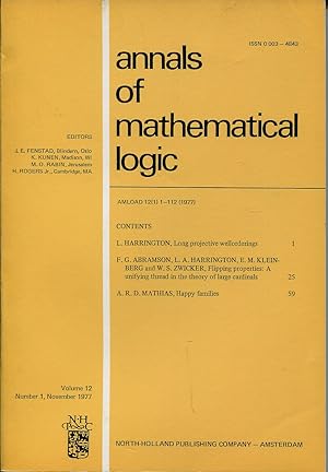 Imagen del vendedor de Annals of mathematical logic. Volume 12, Number 1, November 1977 a la venta por Sylvain Par