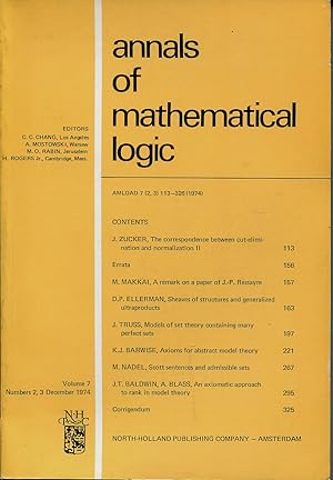 Seller image for Annals of mathematical logic. Volume 7, Number 2/3, December 1974 for sale by Sylvain Par