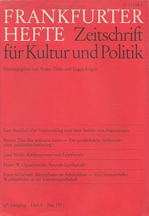 Image du vendeur pour Frankfurter Hefte 5/1972 (27. Jahrgang) Zeitschrift fr Kultur und Politik. mis en vente par Versandantiquariat Nussbaum