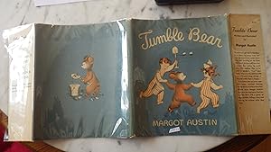 Seller image for TUMBLE BEAR by Margot Austin, with the Scarce DustJacket 2 CHILDREN WITH SAND PAIL & Shovel RUNNING WITH A BEAR AT BEACH, Inner DJ Flap $1.50. , True 1st edition 1941 on Title with LETTER A on Copyright Pg, Story of a shy, awkward little bear an for sale by Bluff Park Rare Books