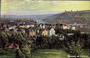 Künstler Ansichtskarte / Postkarte Würzburg Unterfranken, Blick vom Steinberg auf die Stadt, Wiro...