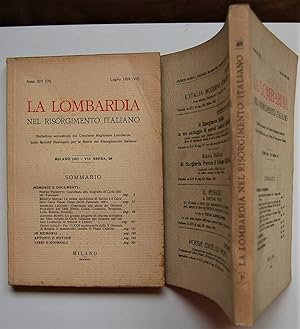 LA LOMBARDIA NEL RISORGIMENTO ITALIANO. ANNO XIV. GENNAIO E LUGLIO 1929.