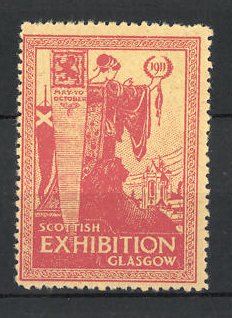 Image du vendeur pour Reklamemarke Glasgow, Scottish Exhibition 1911, Gttin mit Ehrenkranz am Stadtrand mis en vente par Bartko-Reher