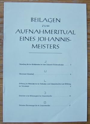 Image du vendeur pour Beilagen zum Aufnahmeritual eines Johannis-Meisters mis en vente par Versandantiquariat Guba