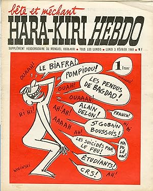 "HARA-KIRI HEBDO N°1 du 3/2/1969 (complet)" WOLINSKI : LE BIAFRA, POMPIDOU, Alain DELON, FRANCO, ...