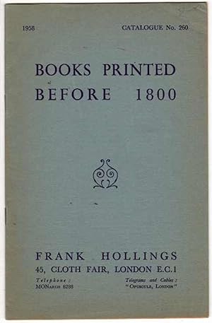 Books Printed Before 1800 (Catalogue No. 260)