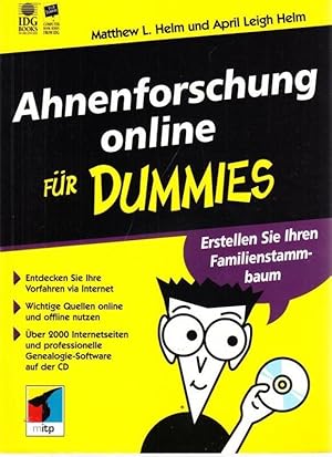 Imagen del vendedor de Ahnenforschung online fr Dummies. Erstellen Sie Ihren Familienstammbaum. a la venta por Antiquariat Carl Wegner