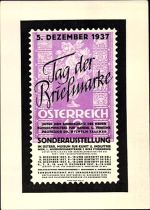 Ganzsache Ansichtskarte / Postkarte Wien, Tag der Briefmarke 1937, Verband österreichischer Phila...
