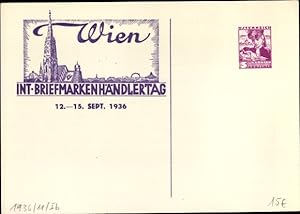 Ganzsache Ansichtskarte / Postkarte Wien, Internationaler Briefmarkenhändlertag 1936
