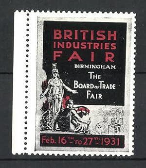 Image du vendeur pour Reklamemarke Birmingham, British Industry Fair 1931, Gttin zeigt auf die Stadt mis en vente par Bartko-Reher