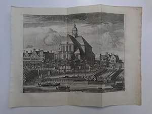 Grabado antiguo siglo XVIII Amsterdam Holanda Paises Bajos