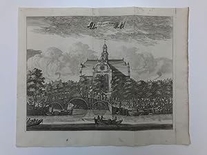 Grabado antiguo sigloXVIII Amsterdam Holanda Paises Bajos