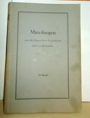 Imagen del vendedor de Mitteilungen aus der lippischen Geschichte und Landeskunde (22. Band/1953) a la venta por Antiquariat Zinnober