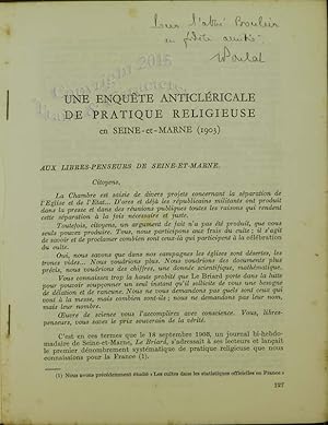 Une enquête anticléricale de pratique religieuse en Seine-et-Marne (1903)