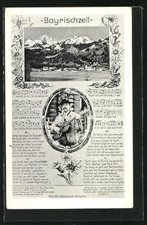 Bild des Verkufers fr Ansichtskarte Bayrischzell, Ortsansicht, Dichter Martin Staudacher, Lied zum Verkauf von Bartko-Reher