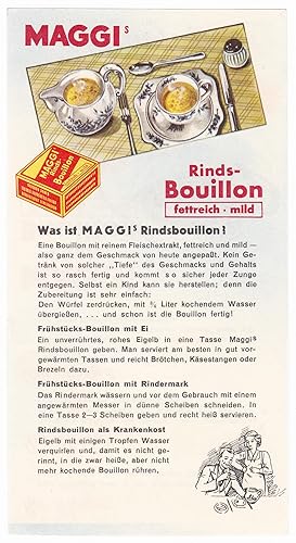 Maggi Maggi's Rindsbouillon fettreich mild vermutlich 1950er Jahre Werbeblatt