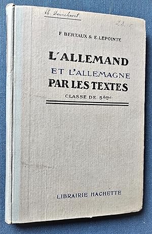 Seller image for L'allemand et l'Allemagne par les textes. Classe de 5me. for sale by Librairie Pique-Puces