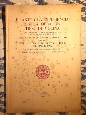 Imagen del vendedor de El Arte Y La Experiencia En La Obra De Tirso De Molina a la venta por Campbell Llibres