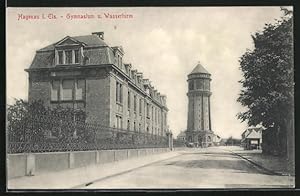 Ansichtskarte Hagenau, Gymnasium und Wasserturm