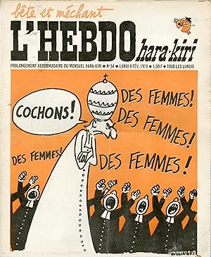 "L'HEBDO HARA-KIRI N°54 du 9/2/1970 (complet)" WOLINSKI: COCHONS (DES FEMMES! DES FEMMES!)