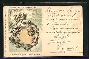 Seller image for Künstler-Postcard Poträtbild Seitenansicht von Queen Victoria von England, Karikatur for sale by Bartko-Reher