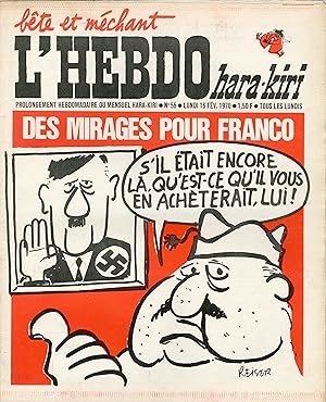 "L'HEBDO HARA-KIRI N°55 du 16/2/1970 (complet)" REISER : DES MIRAGES POUR FRANCO / Les couverture...