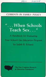 Bild des Verkufers fr Currents In Family Policy: ". When Schools Teach Sex."; A Handbook For Evaluating Your School's Sex Education Program, By Judith B. Echaniz With Salem M. Faddoul, Janet H. Hutchins And Barbara C. Williams zum Verkauf von Never Too Many Books