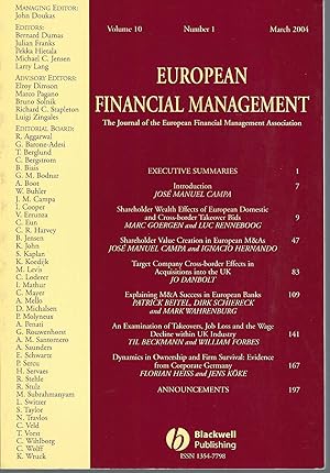European Financial Management: March, 2004, Volume 10, Number 1