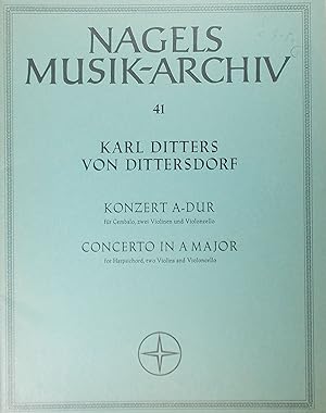 Konzert A Dur, fur Cembalo, zwei Violinen und Violoncello, Keyboard Score and Parts