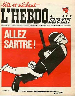 "L'HEBDO HARA-KIRI N°70 du 1/6/1970 (complet)" WOLINSKI : ALLEZ SARTRE !