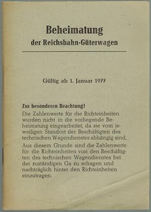 Beheimatung der Reichsbahn-Güterwagen. Gültig ab 1. Januar 1977.