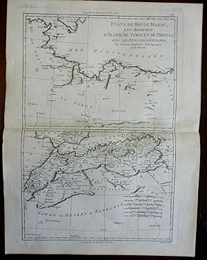 Image du vendeur pour North Africa Barbary Coast Morocco Algeria Tunis Tripoli 1780 Bonne engraved map mis en vente par RareMapsandBooks