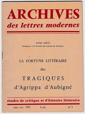 La fortune littéraire des Tragiques d'Agrippa d'Aubigné