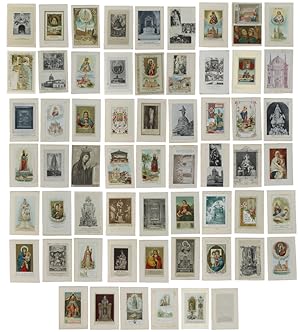 MARIA VERGINE: collezione di 60 "santini" fine '800, primo '900, applicati su cartoncini.:
