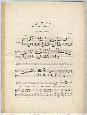 Immagine del venditore per La settimana d'amore Scherzo vocale . Gr. 60 venduto da J & J LUBRANO MUSIC ANTIQUARIANS LLC