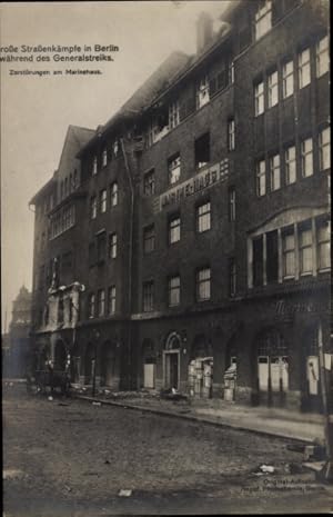 Ansichtskarte / Postkarte Berlin Mitte, Große Straßenkämpfe während des Generalstreiks, Zerstörun...