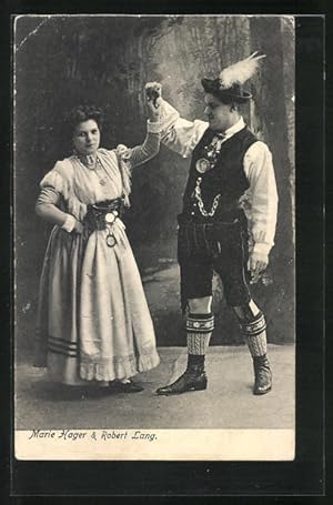 Seller image for Ansichtskarte Marie Hager, Robert Lang, Tnzer in Tracht, Volkstanz for sale by Bartko-Reher