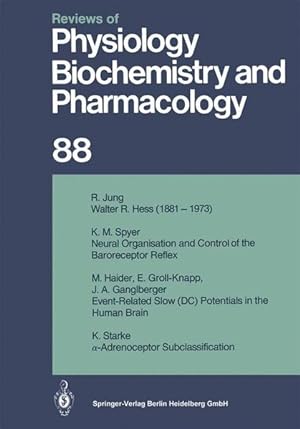 Imagen del vendedor de Reviews of Physiology, Biochemistry and Pharmacology ; vol. 88. a la venta por Antiquariat Thomas Haker GmbH & Co. KG