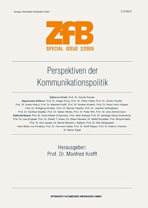 Imagen del vendedor de Perspektiven der Kommunikationspolitik. (=Zeitschrift fr Betriebswirtschaft / Special issue ; 2005,2). a la venta por Antiquariat Thomas Haker GmbH & Co. KG