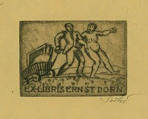 Ex Libris für Ernst Dorn. Original-Radierung. Druck auf Japanpapier, auf Unterlagekarton montiert...