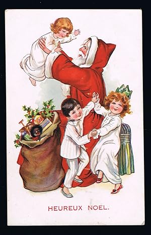 Father Christmas Santa with Children & Toys French Postcard