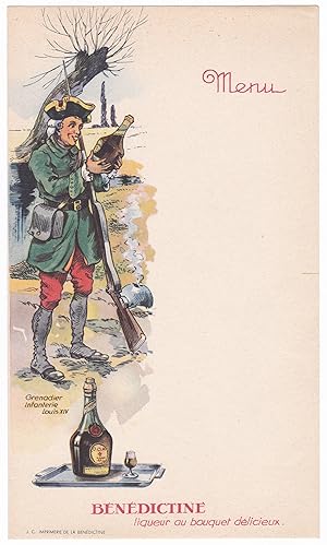 Benedictine Grenadier Infanterie Louis XVI Menu Menükarte Speisekarte Liqueur