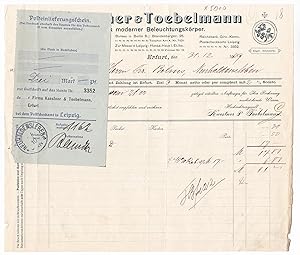 Rechnung Kaestner & Toebelmann Erfurt Moderne Beleuchtungskörper Lampen 1909 PES
