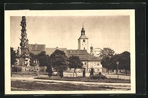 Ansichtskarte Hostka, Ortsansicht mit Kirche