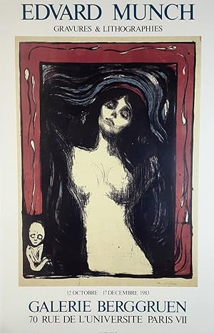 EDVARD MUNCH - (Galerie Berggruen Paris, Original-Ausstellungsplakat 12. Oct. - 17. Dec. 1983 mit...