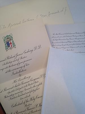 Immagine del venditore per Invitation to the Installation of The Most Reverend Richard James Cushing, D. D., Archbishop-elect of Boston at Cathedral of the Holy Cross, Boston. November 8th 1944. venduto da T. Brennan Bookseller (ABAA / ILAB)