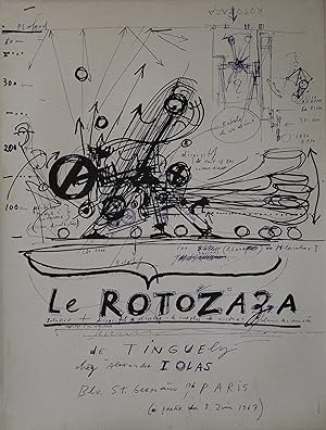 "Jean TINGUELY : Le ROTOZAZA" Affiche originale entoilée / EXPOSITION chez Alexander IOLAS à part...