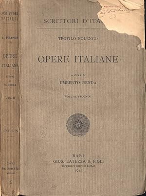 Bild des Verkufers fr Opere italiane Vol. II zum Verkauf von Biblioteca di Babele